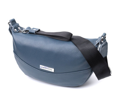 Сумка для жінок через плече з незвичайним бігунком брелоком з натуральної шкіри Vintage 22617 Синя