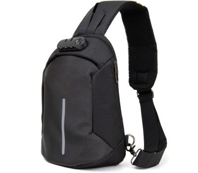 Ергономічний рюкзак через плече з кодовим замком текстильний Vintage 20553 Чорний