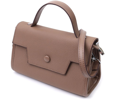 Жіноча сумка з геометричним клапаном з натуральної шкіри Vintage 22630 Коричнева