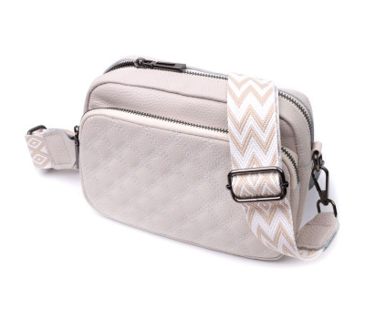 Сумка для жінок прошита ромбами на лицьовій стороні з натуральної шкіри Vintage 22633 Біла