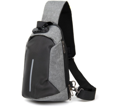 Ергономічний рюкзак через плече з кодовим замком текстильний Vintage 20554 Сірий