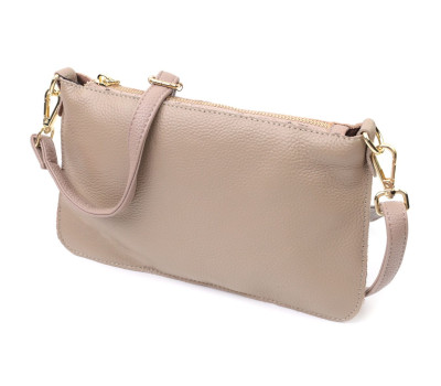 Жіноча сумка-клатч з двома ременями з натуральної шкіри Vintage 22643 Бежева