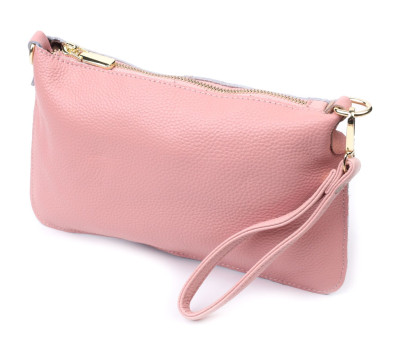 Красива жіноча сумка-клатч з двома ременями з натуральної шкіри Vintage 22644 Рожева
