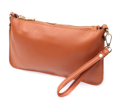 Універсальна жіноча сумка-клатч з двома ременями з натуральної шкіри Vintage 22645 Руда