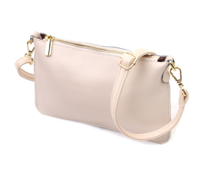 Женская сумка-клатч на лето с двумя ремнями из натуральной кожи Vintage 22648 Белая