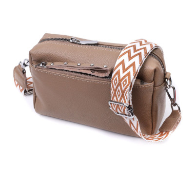 Сумка для жінок з акцентом на стильний бігунок з натуральної шкіри Vintage 22650 Бежева