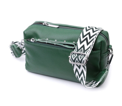 Шкіряна сумка зі стильним бігунком Vintage 22651 Зелена