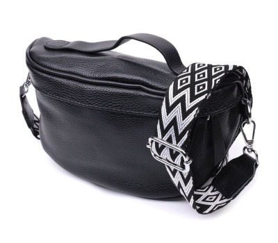 Жіноча сумка через плече в класичному кольорі з натуральної шкіри Vintage 22655 Чорний