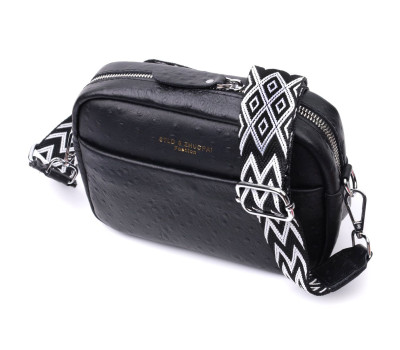 Фактурна сумка для жінок з натуральної шкіри Vintage 22659 Чорна