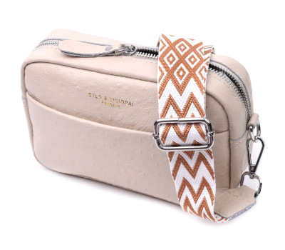 Фактурна сумка жіноча з натуральної шкіри Vintage 22660 Біла