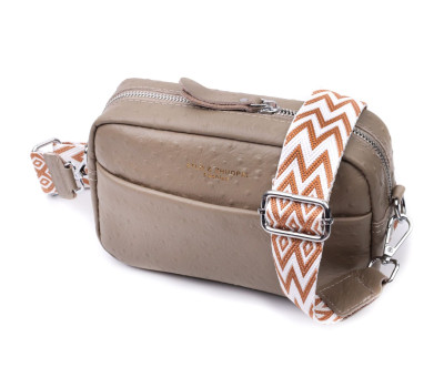 Стильна сумка для жінок із фактурної натуральної шкіри Vintage 22662 Бежева