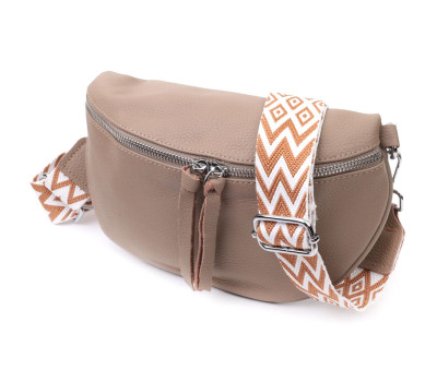 Кожаная женская сумка через плечо с мини кошельком Vintage 22663 Бежевая