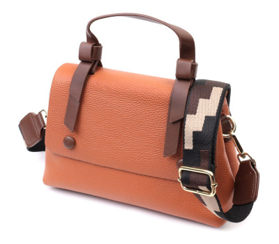 Елегантна сумка для жінок з короткою ручкою з натуральної шкіри Vintage 22669 Руда