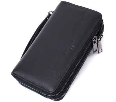 Чоловічий клатч на два відділення із натуральної шкіри ST Leather 22684 Чорний