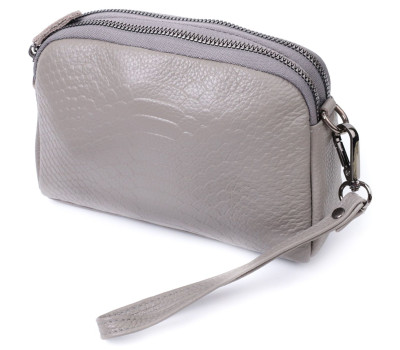 Невелика жіноча сумка на два відділення з натуральної шкіри Vintage 22801 Сірий