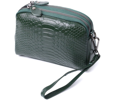 Жіноча компактна сумка на два відділення з натуральної шкіри Vintage 22802 Зелений