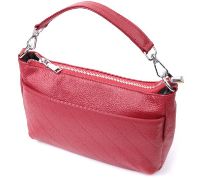 Сумка середнього розміру на три відділення з натуральної шкіри Vintage 22803 Червоний