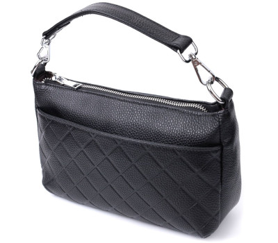Елегантна сумка для жінок на три відділення з натуральної шкіри Vintage 22805 Чорний