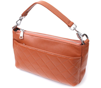 Сумка для жінок середнього розміру на три відділення з натуральної шкіри Vintage 22804 Рудий