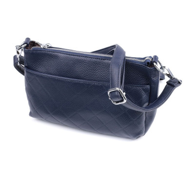 Надійна сумка для жінок на три відділення з натуральної шкіри Vintage 22806 Синій