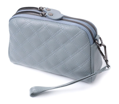 Елегантна жіноча сумка прошита ромбами на лицьовій стороні з натуральної шкіри Vintage 22808 Синій