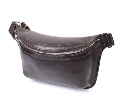 Стильна бананка для чоловіків із натуральної шкіри GRANDE PELLE 22814 Коричневий