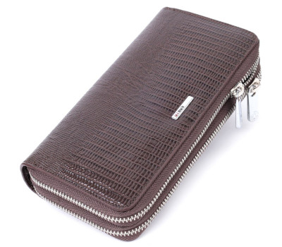 Чоловічий гаманець-клатч на два відділення із натуральної шкіри KARYA 22823 Коричневий