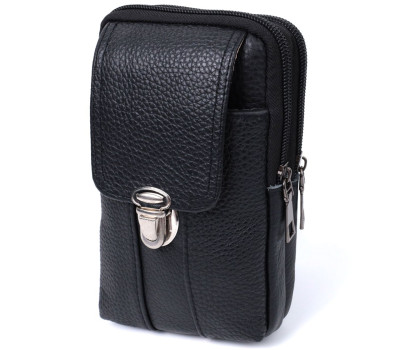 Чоловіча сумка на пояс із натуральної шкіри Vintage 22736 Чорний