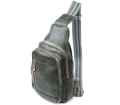 Стильна слінг сумка для жінок з екошкіри Vintage 22745 Зелений