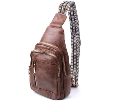 Зручна слінг сумка для жінок з екошкіри Vintage 22747 Коричневий