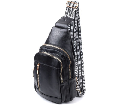 Практична слінг сумка для жінок з екошкіри Vintage 22748 Чорний