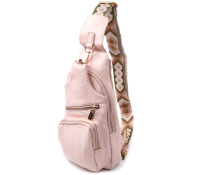 Жіноча слінг сумка через плече з екошкіри Vintage 22750 Рожевий