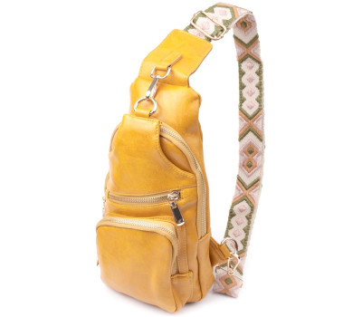 Яскрава жіноча слінг сумка через плече з екошкіри Vintage 22753 Жовтий