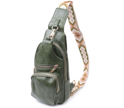 Трендова жіноча слінг сумка через плече з екошкіри Vintage 22755 Зелений