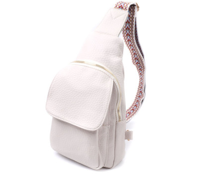 Популярна жіноча сумка з однією лямкою через плече з великозернистої екошкіри Vintage 22761 Молочний