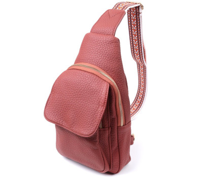 Стильна жіноча сумка з однією лямкою через плече з великозернистої екошкіри Vintage 22762 Бордовий