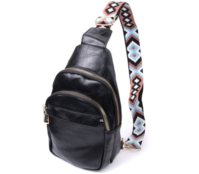 Сумка невеликого розміру з однією лямкою через плече з гладкої екошкіри Vintage 22770 Чорний