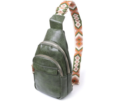 Сумка компактного розміру з однією лямкою через плече з гладкої екошкіри Vintage 22771 Зелений