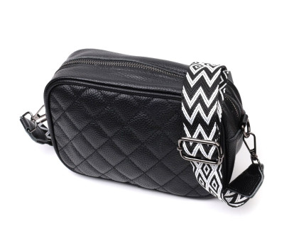 Класична шкіряна сумка через плече на одне відділення Vintage 22387 Чорна