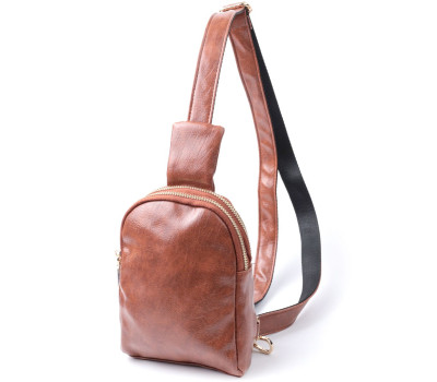 Компактна жіноча сумка через плече на два відділення з екошкіри Vintage 22783 Коричневий