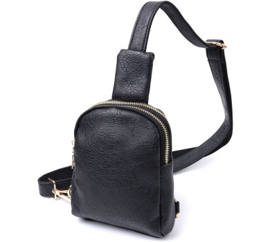 Невелика жіноча сумка через плече на два відділення з екошкіри Vintage 22784 Чорний