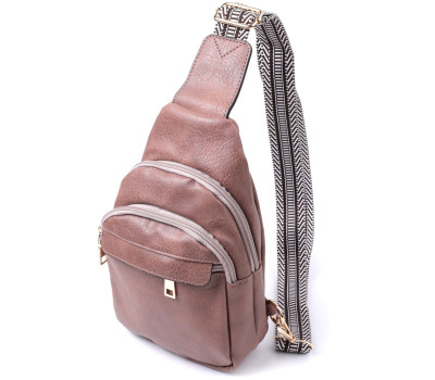 Стильна жіноча сумка через плече з отвором для навушників з екошкіри Vintage 22786 Коричневий