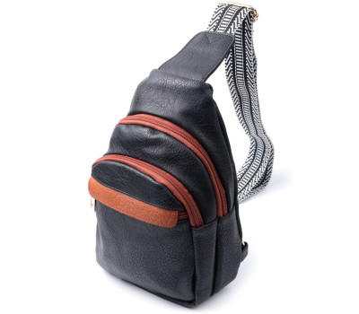 Зручна жіноча сумка через плече з отвором для навушників з екошкіри Vintage 22787 Чорний