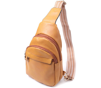 Яскрава жіноча сумка через плече з отвором для навушників з екошкіри Vintage 22788 Жовтий