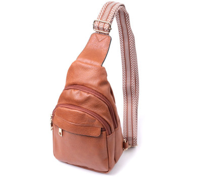 Практична жіноча сумка через плече з отвором для навушників з екошкіри Vintage 22789 Рудий