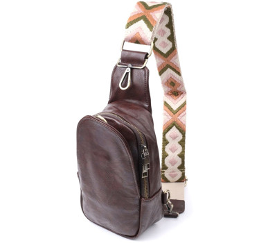 Зручна сумка через плече в модному кольорі з екошкіри Vintage 22794 Коричневий