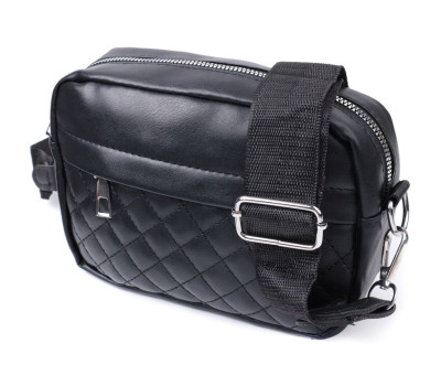 Зручна жіноча сумка крос-боді з монетницею з екошкіри Vintage 22796 Чорний