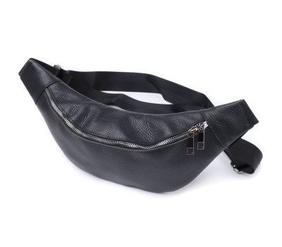 Зручна сумка-бананка унісекс з натуральної шкіри Shvigel 22824 Чорна