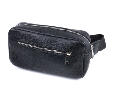 Чоловіча сумка-бананка з натуральної шкіри флотар Shvigel 22826 Чорна