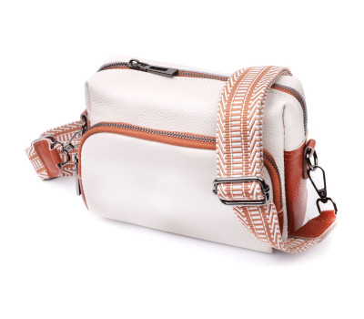 Зручна сумка для жінок на кожен день з натуральної шкіри Vintage 22589 Біла